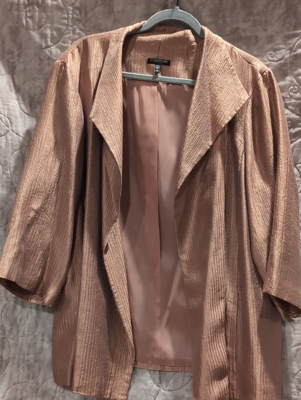 Eileen Fisher Rose Gold Textured Open-Front Blazer